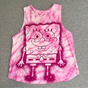 SpongeBob SquarePants Pink Tie Dye Tank Top XL 15-17 Nickelodeon Graphic Tee